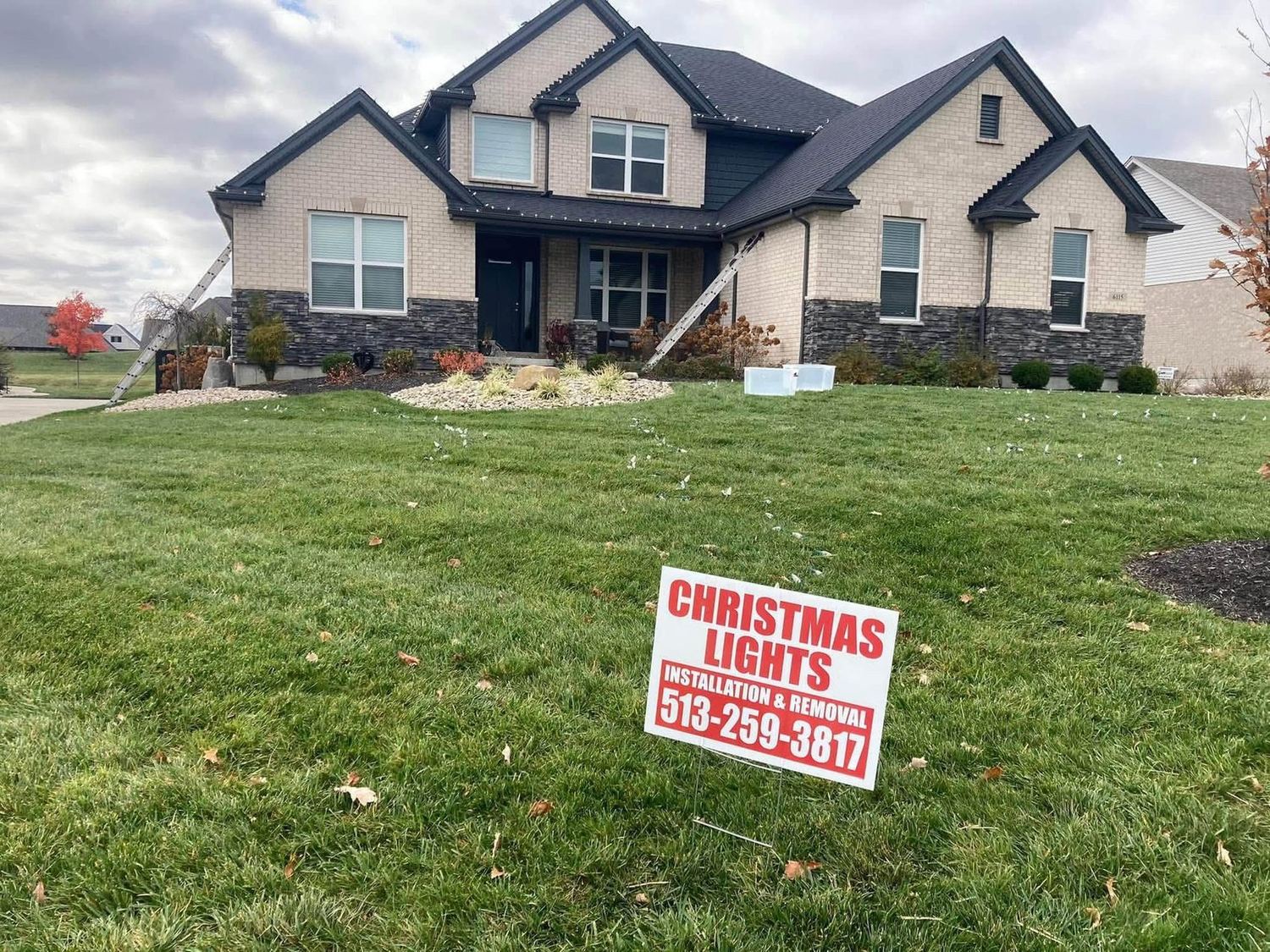 Install day - ladders up — Christmas light installation in Greater Cincinnati by Mike’s Cincinnati Christmas Lights